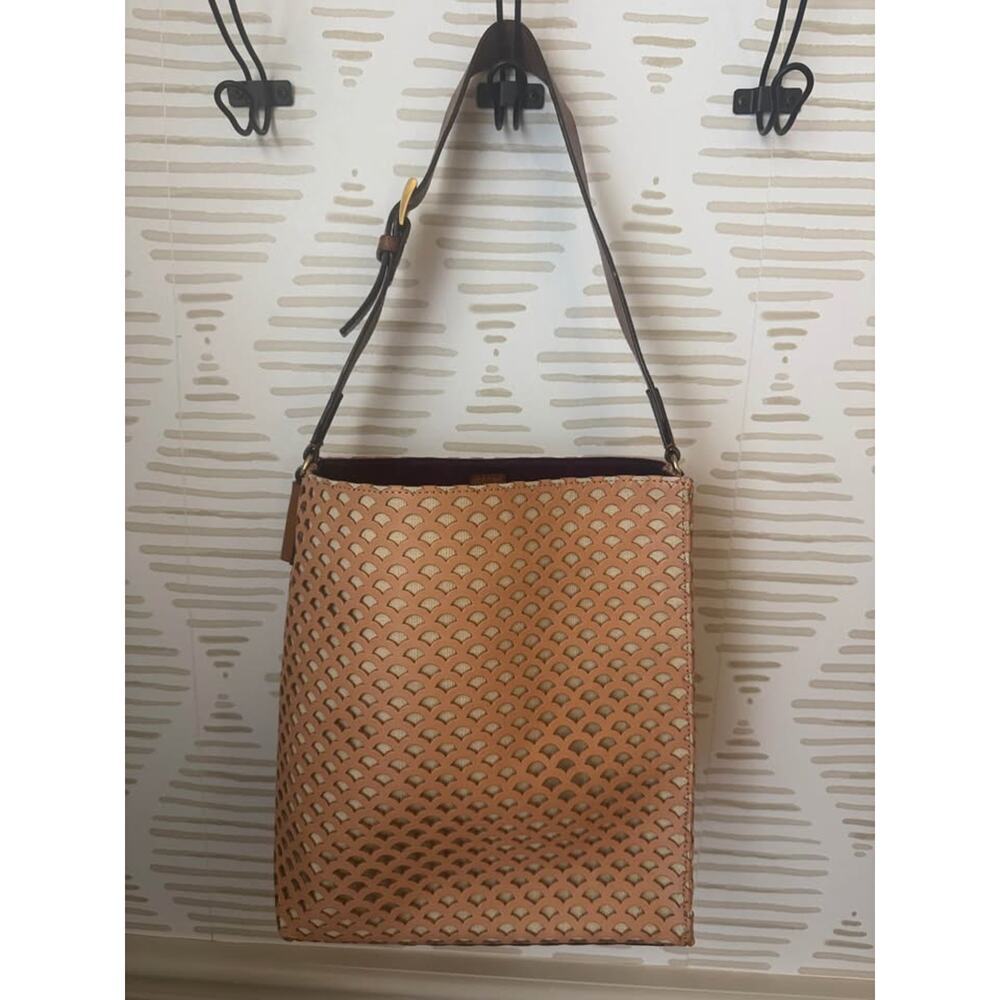Cate Riley 100% Leather Scallop Lasercut Tote Purse Bag